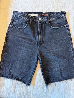 Pilcro Raw Hem Black Denim Cutoff Shorts
